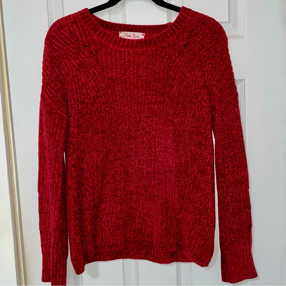 Pink Rose knitted maroon sweater.